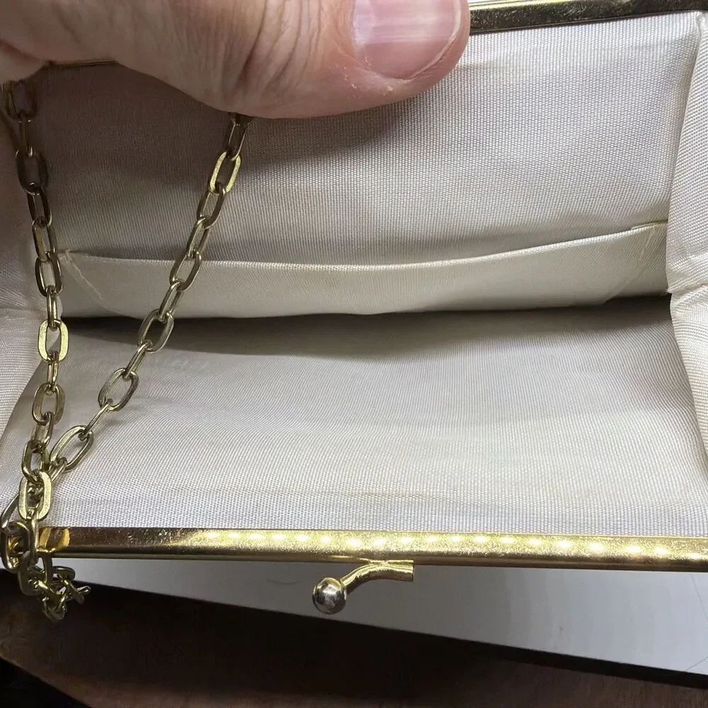 Vintage Embroidered Purse Cross Stitch Clutch Bag 1970s